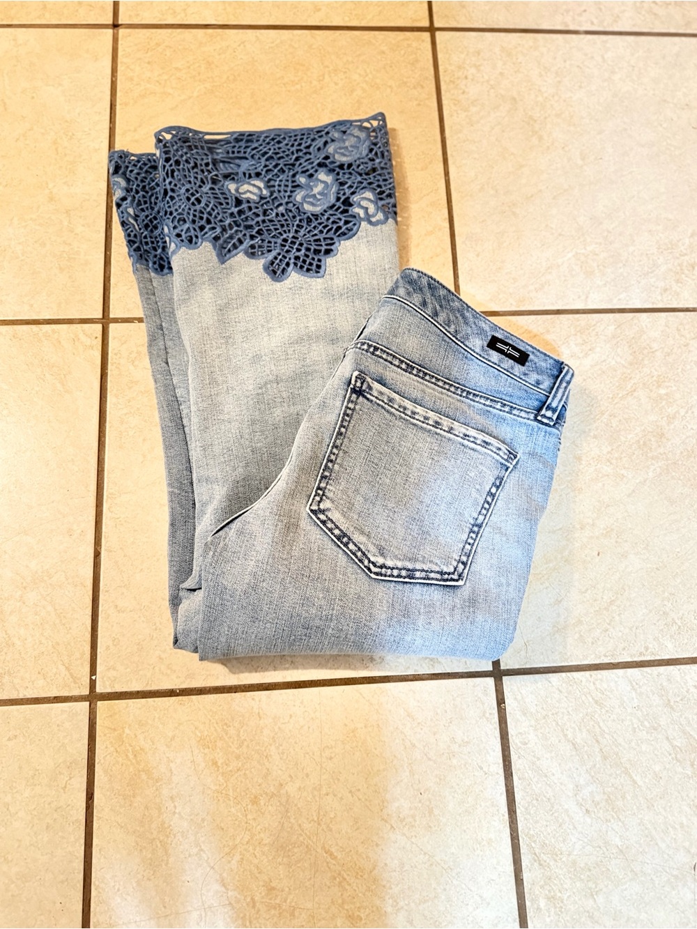 Liverpool Light Blue Ankle Jeans with Blue Lace Trim